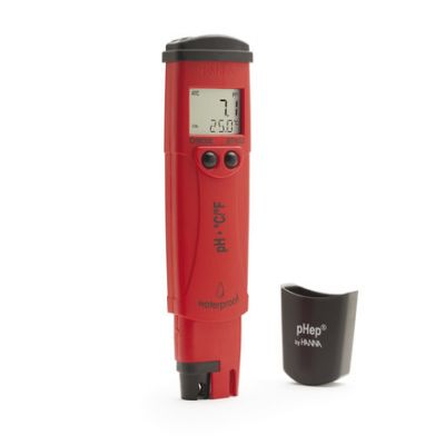 Water resistant pH and temperature tester