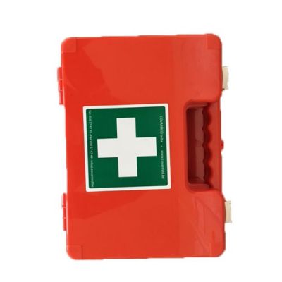 First aid box with wall attachment