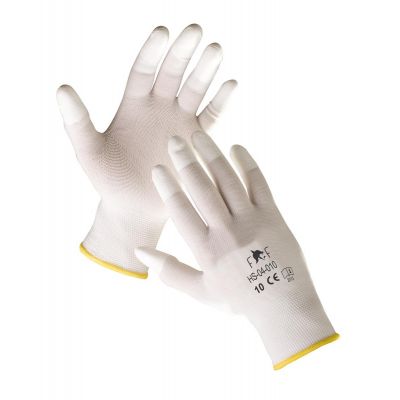 Nylon gloves Whiteh PU fintertip coating